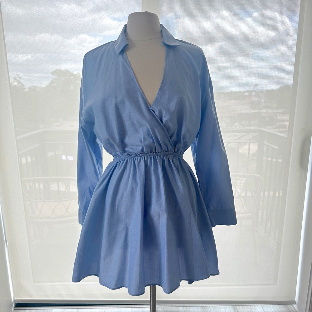 Zara Women's Blue Faux Wrap Dress - Picture 5 of 6